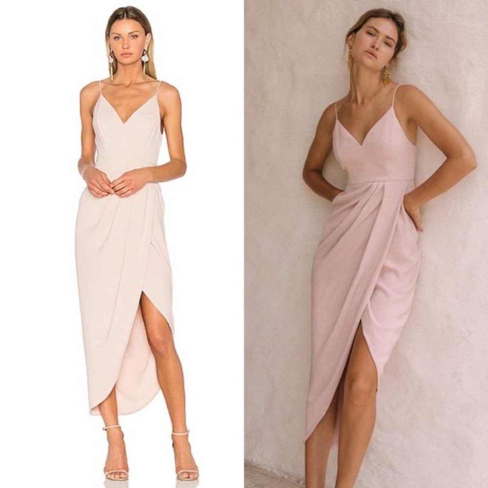NWT Shona Joy Cocktail Draped Midi Dress in Ballet - 4